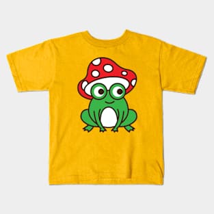 Cottagecore Cute Frog Mushroom Hat Kids T-Shirt